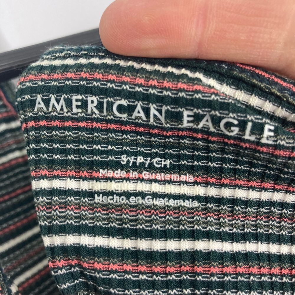 American Eagle Size Small Halter Ribbed V-Neck Crop Top Striped Y2K 90's - Picture 4 of 4